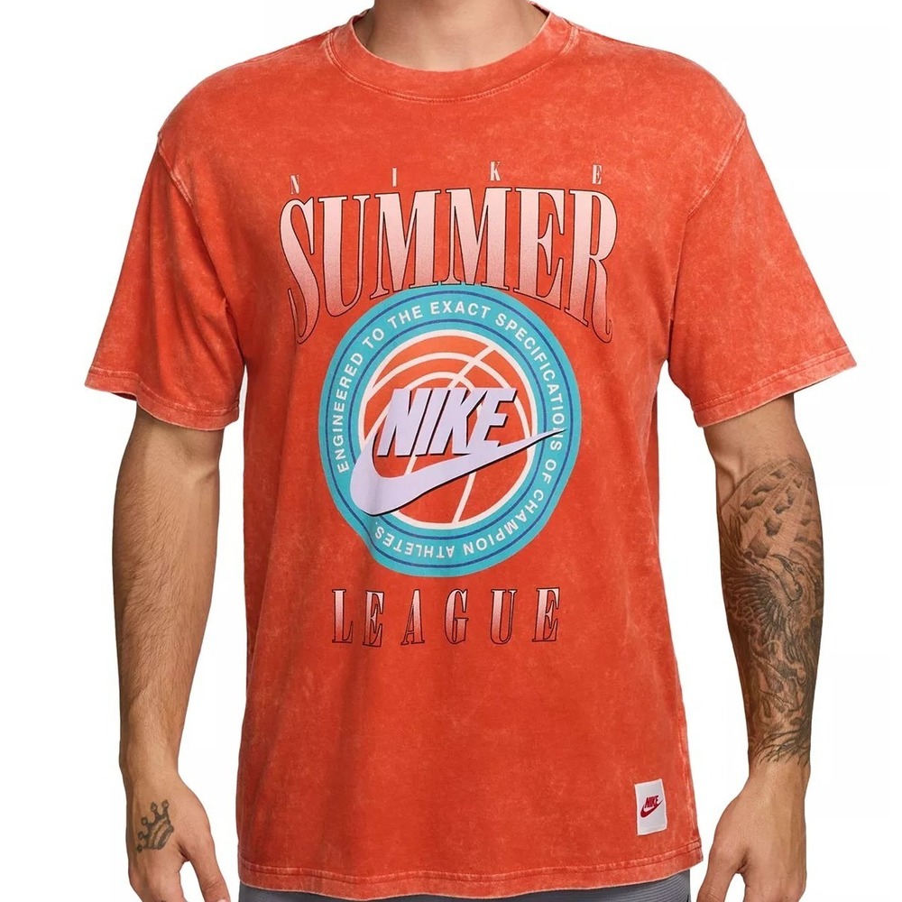 Nike Men's Max90 Summer League Graphic Loose Fit T-Shirt Picante Red L $45
